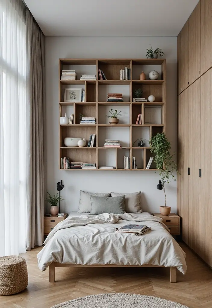 30 Wall Shelf Ideas Bedroom That Feel Modern & Practical 18 30 Wall Shelf Ideas Bedroom That Feel Modern & Practical - 17. Modular Shelving for Custom Solutions