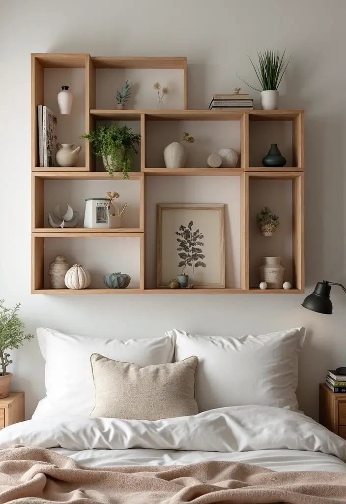 30 Wall Shelf Ideas Bedroom That Feel Modern & Practical 27 30 Wall Shelf Ideas Bedroom That Feel Modern & Practical - 26. Box Shelves for Creative Storage Solutions