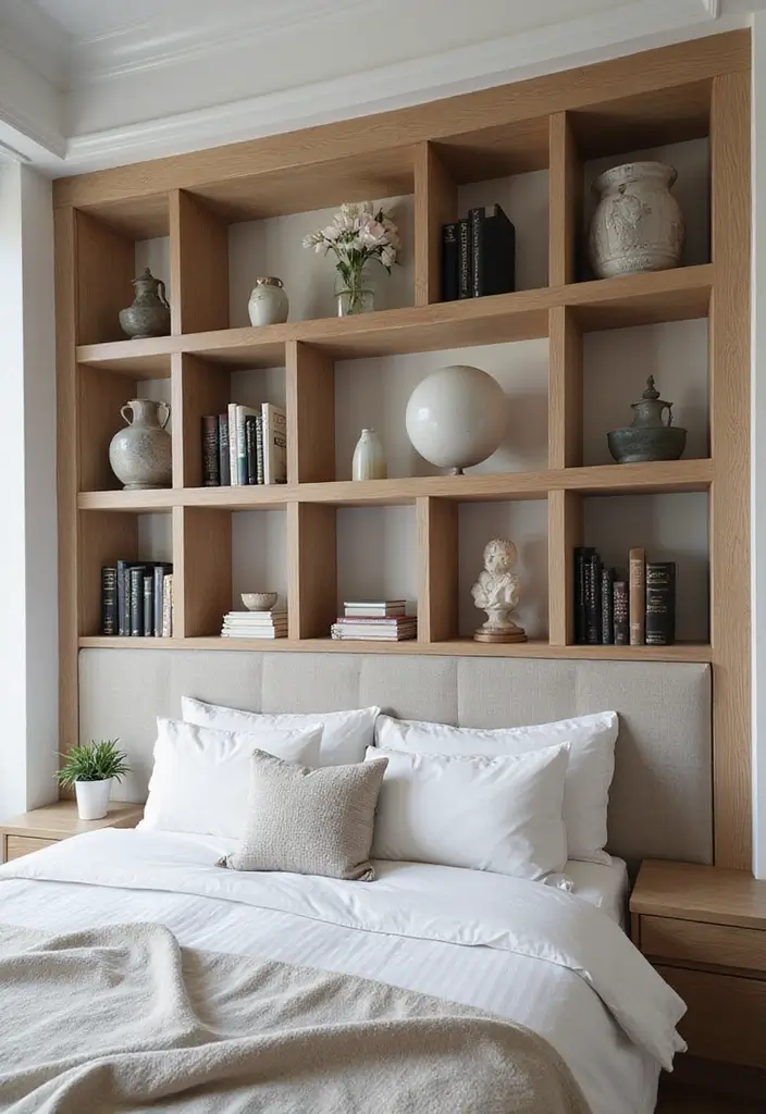 30 Wall Shelf Ideas Bedroom That Feel Modern & Practical 6 30 Wall Shelf Ideas Bedroom That Feel Modern & Practical - 5. Open Cubes for a Geometric Edge