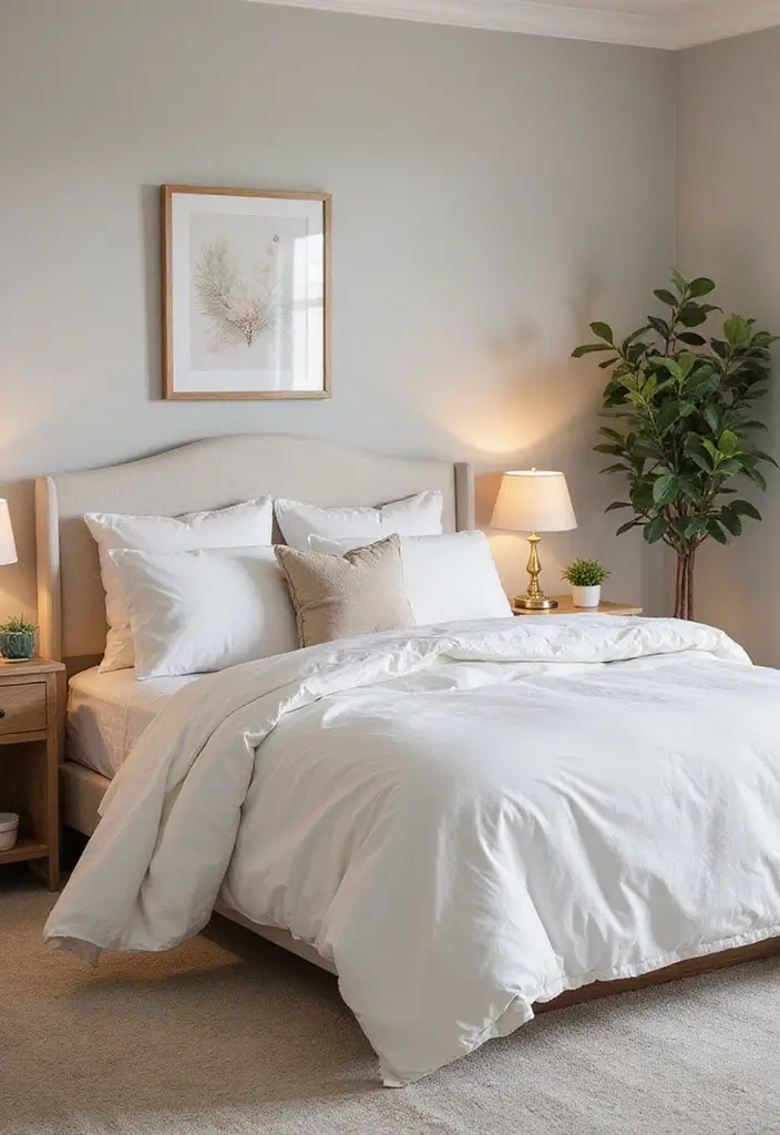 30 White Comforter Bedroom Ideas with Color That Feel Fresh & Inviting - 11. Monochromatic Elegance
