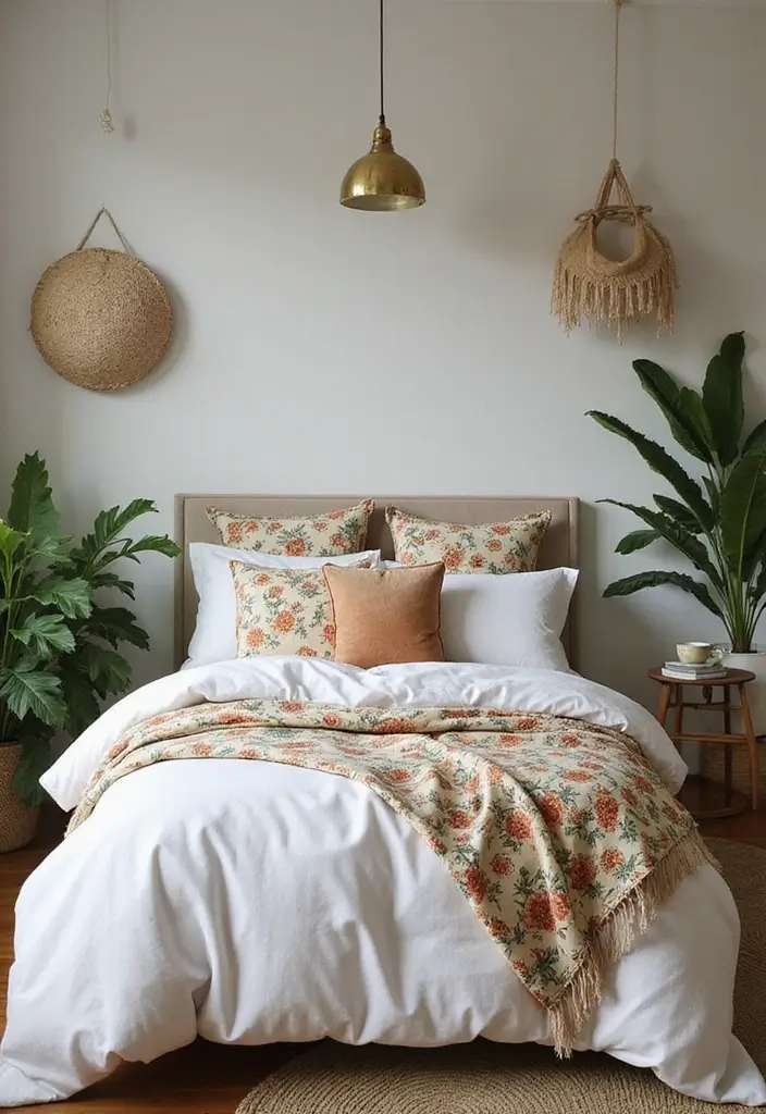 30 White Comforter Bedroom Ideas with Color That Feel Fresh & Inviting - 14. Nature-Inspired Spirit