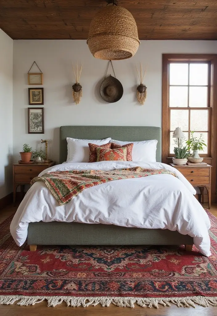 30 White Comforter Bedroom Ideas with Color That Feel Fresh & Inviting - 22. Cultural Inspirations