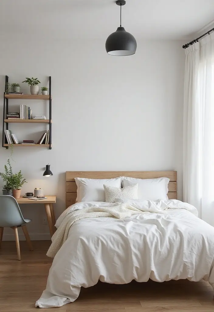 30 White Comforter Bedroom Ideas with Color That Feel Fresh & Inviting - 26. Functional Spaces