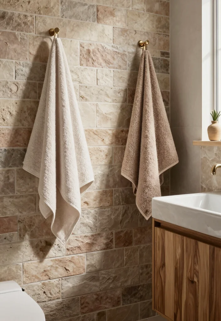 14 Brick Tile Bathroom Ideas With Rustic Texture - 11. Layered Textures with Brick Tiles 1