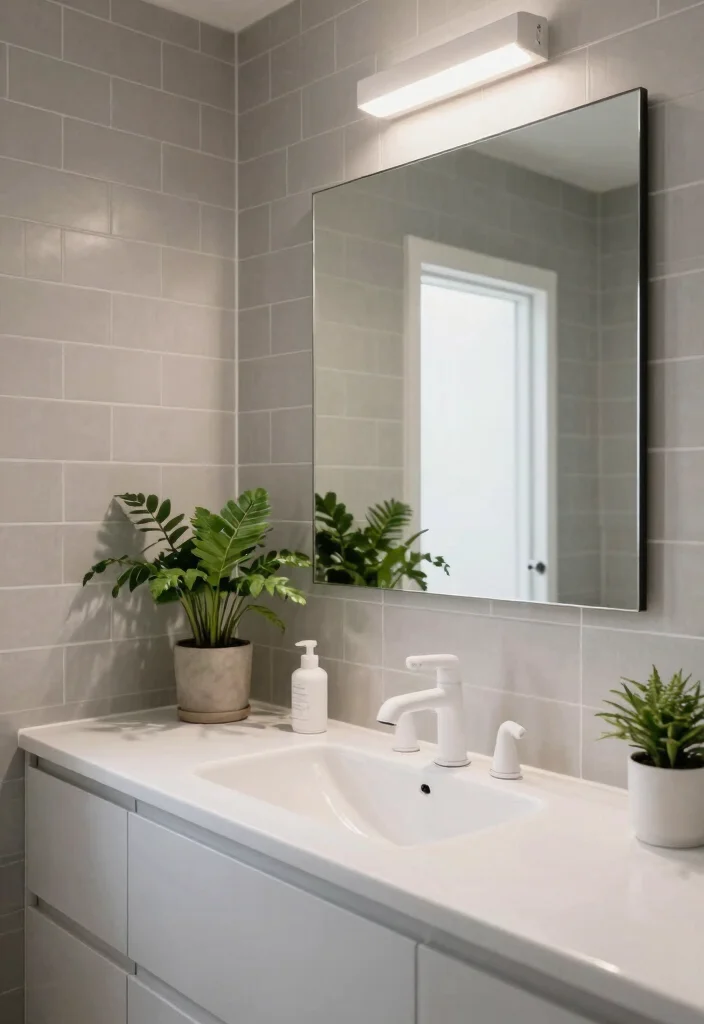 14 Brick Tile Bathroom Ideas With Rustic Texture - 6. Subtle Gray Brick Tiles 1