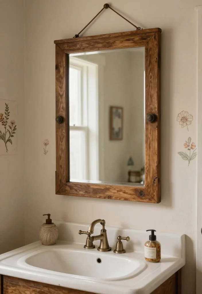 14 Country Bathroom Decor Ideas With Cozy Charm - 11. Rustic Mirrors 1
