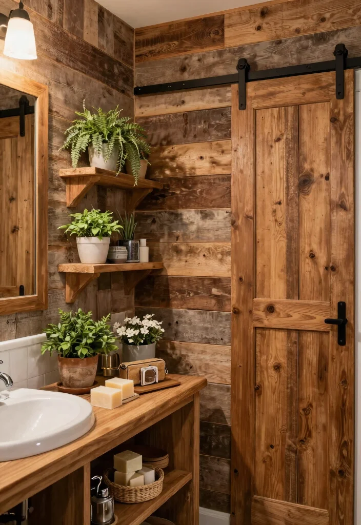 14 Country Bathroom Decor Ideas With Cozy Charm - 2. Rustic Wood Accents 1
