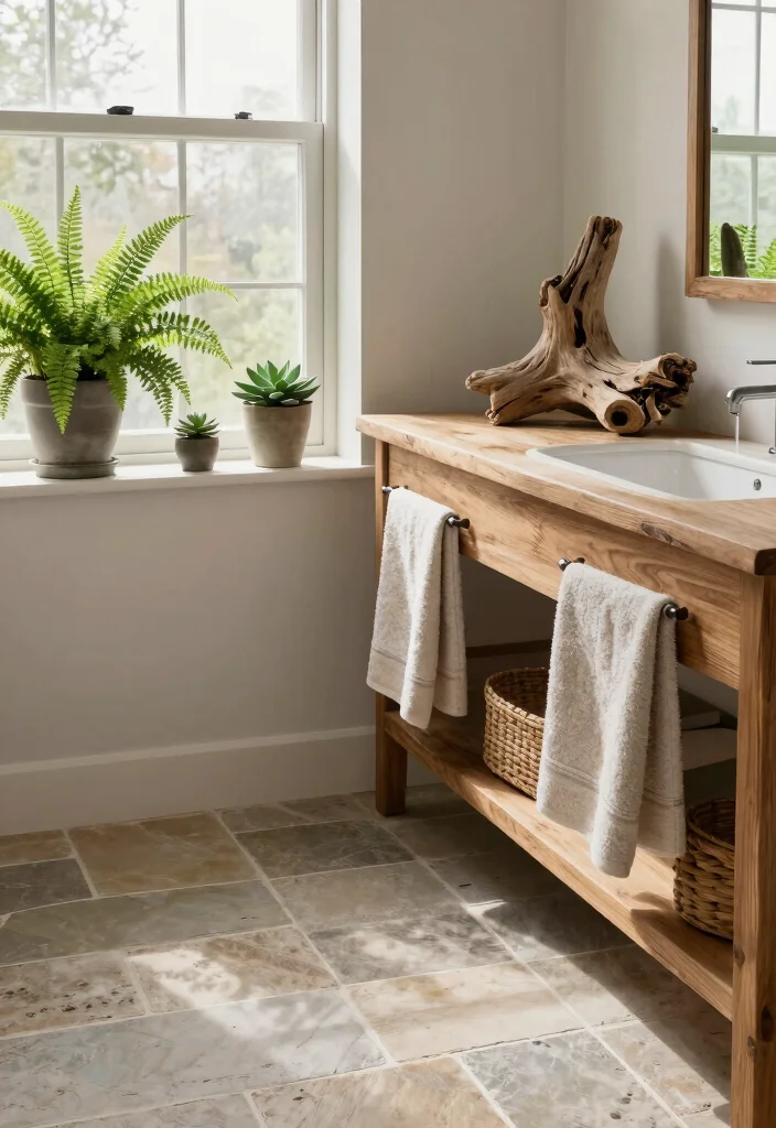 14 Country Bathroom Decor Ideas With Cozy Charm - 6. Natural Elements 1