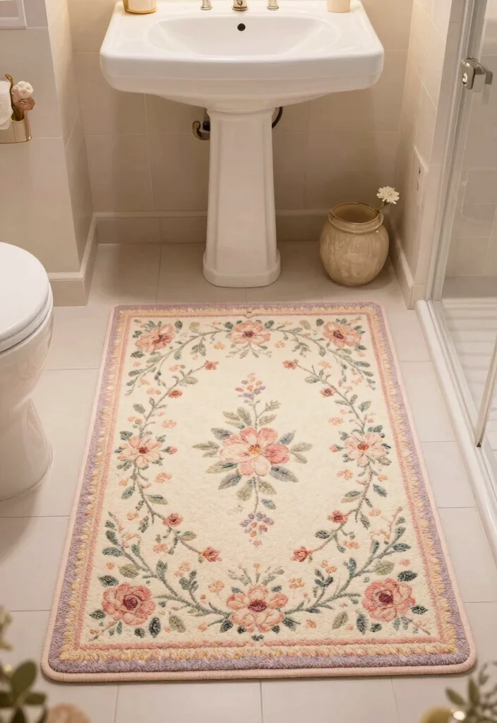 14 Fairy Bathroom Ideas With Whimsical Charm - 11. Decorative Rugs 1