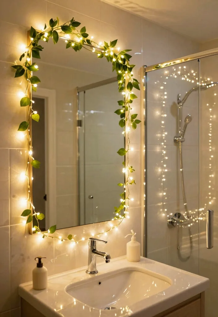 14 Fairy Bathroom Ideas With Whimsical Charm - 2. Magical Fairy Lights 1