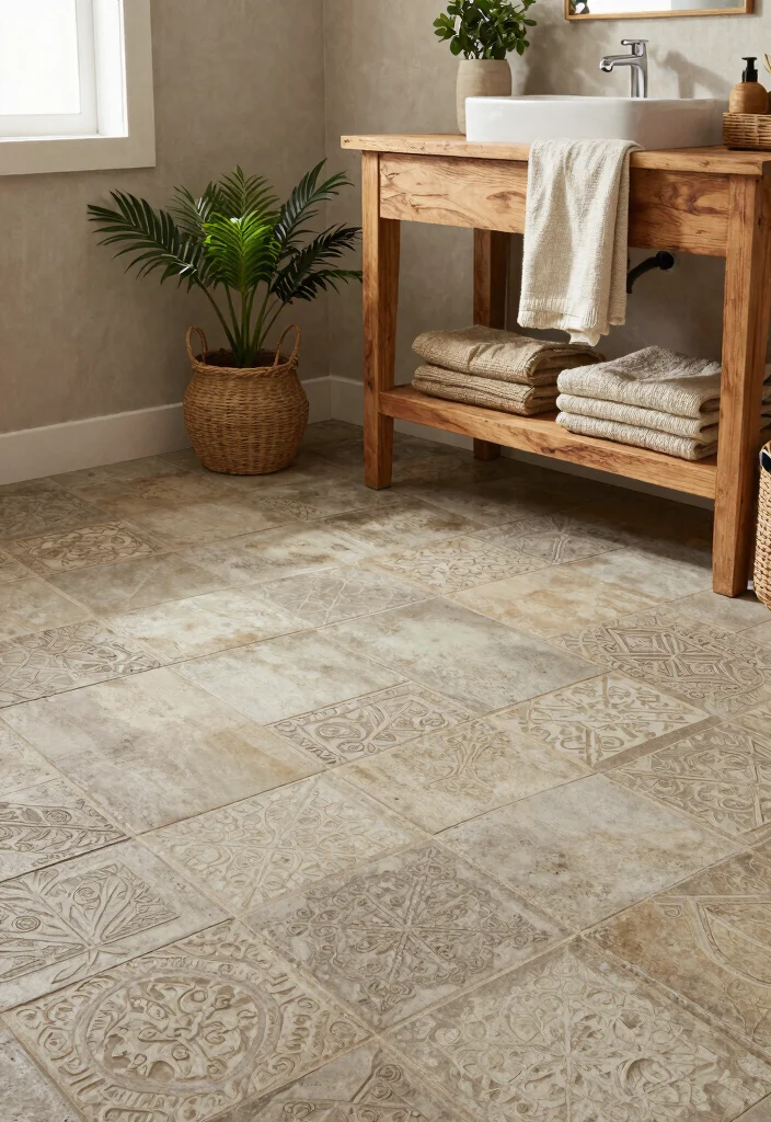 14 Patterned Tile Bathroom Ideas That Make A Statement - 10. Rustic Cement Tiles 1