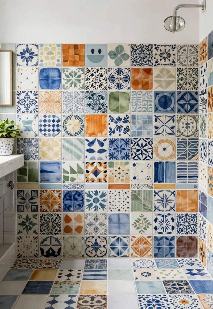 14 Patterned Tile Bathroom Ideas That Make A Statement - 13. Customizable DIY Tiles 1