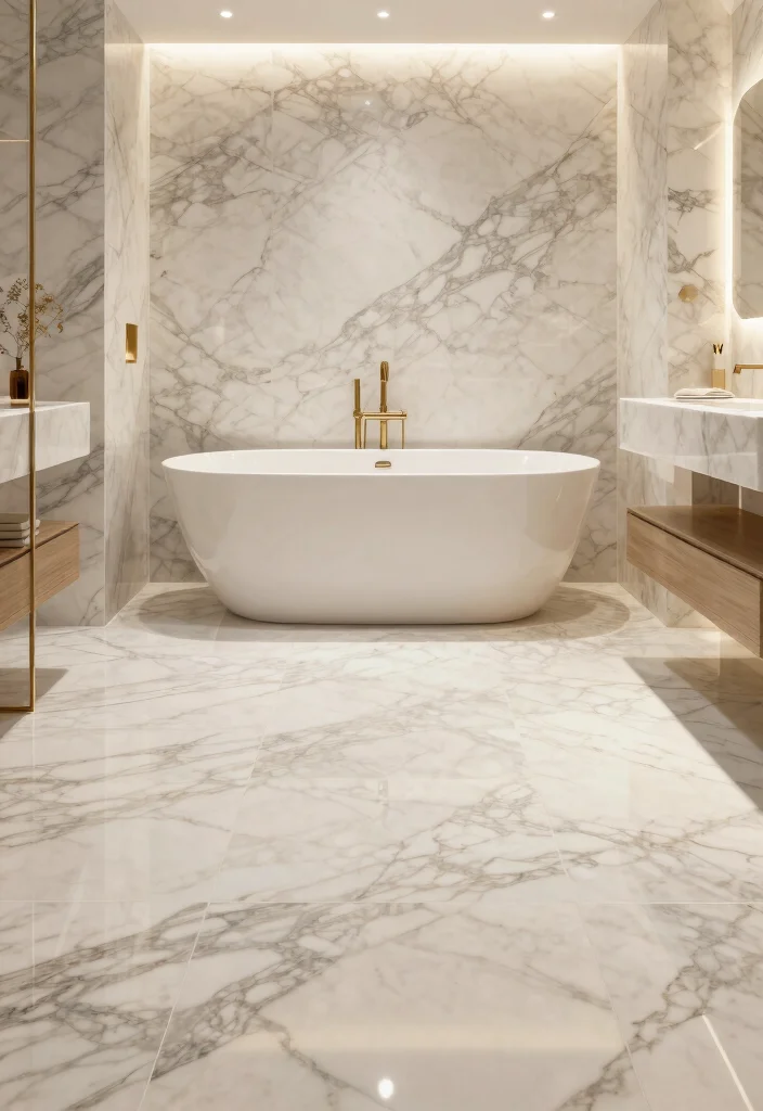 14 Patterned Tile Bathroom Ideas That Make A Statement - 14. Luxurious Marble Effects 1