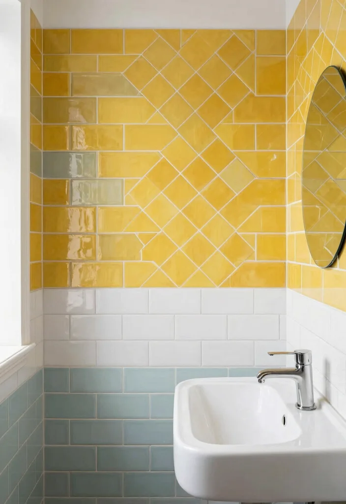 14 Patterned Tile Bathroom Ideas That Make A Statement - 8. Classic Subway Tiles with a Twist 1