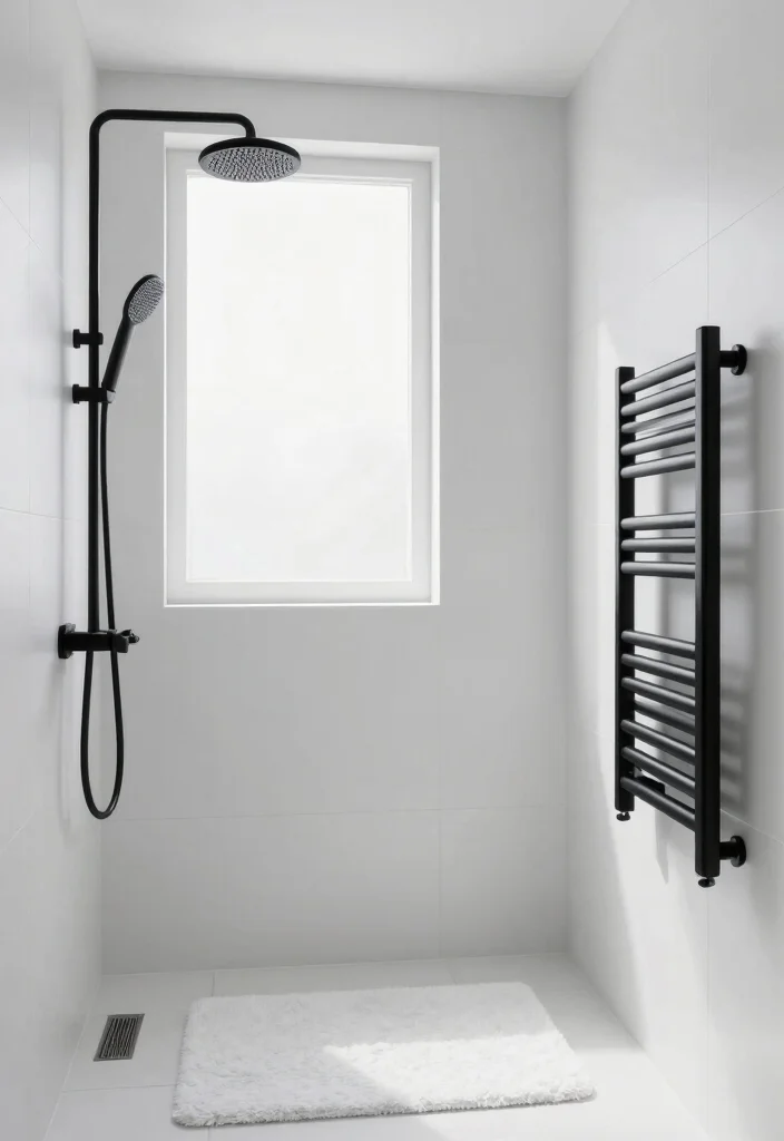 14 Rain Shower Bathroom Ideas For Spa Vibes - 1. Going Monochrome for a Sleek Vibe 1