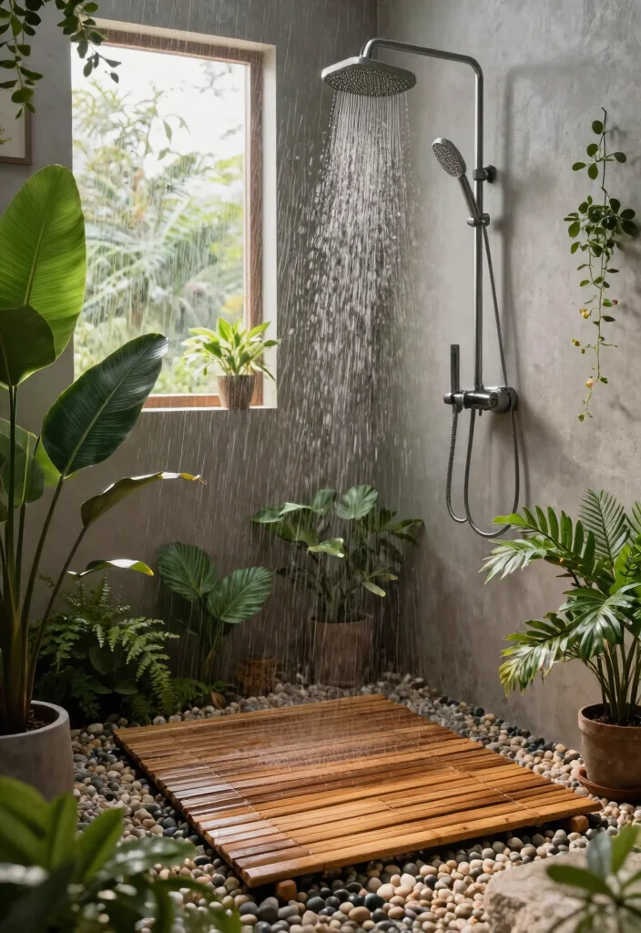14 Rain Shower Bathroom Ideas For Spa Vibes - 2. Natural Elements for a Soothing Feel 1