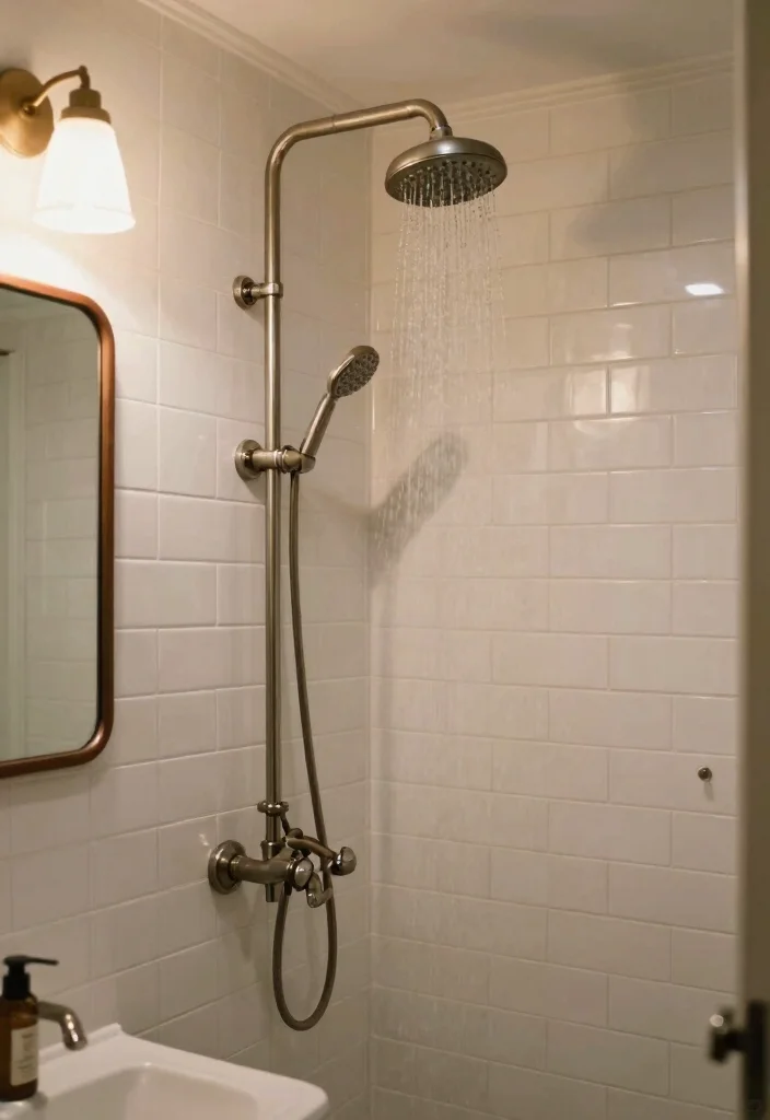 14 Rain Shower Bathroom Ideas For Spa Vibes - 6. Vintage Charm with Modern Functionality 1