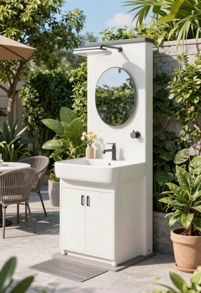 14 Sink Outside Bathroom Ideas For Modern Layouts - 14. Combination Outdoor Sink and Shower 1