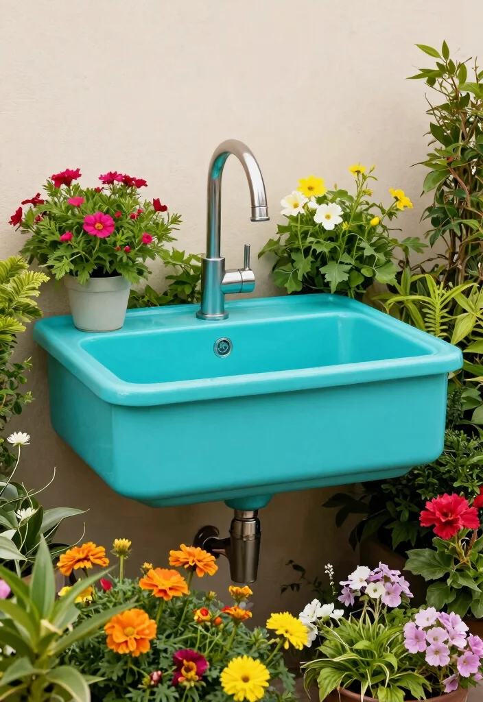 14 Sink Outside Bathroom Ideas For Modern Layouts - 5. Vibrant Colored Sinks 1