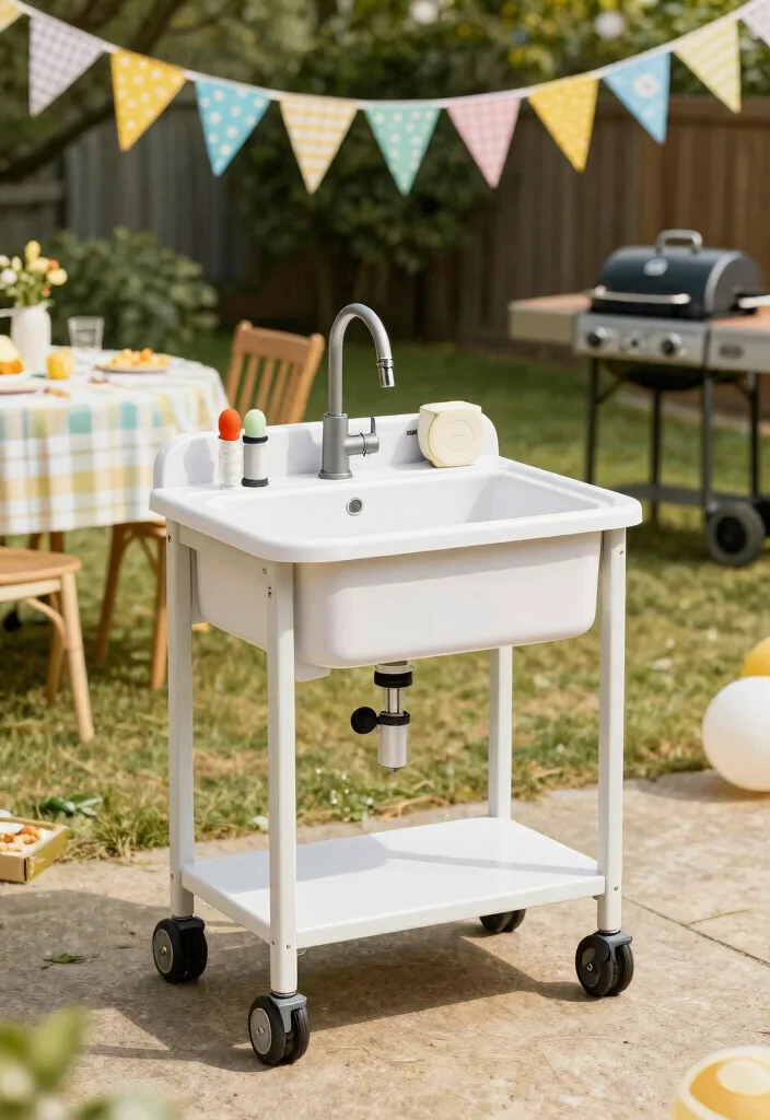 14 Sink Outside Bathroom Ideas For Modern Layouts - 7. Portable Outdoor Sink 1
