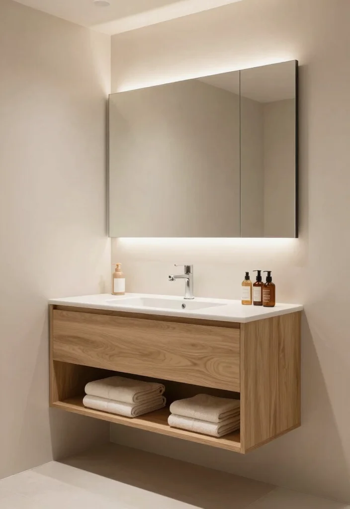 14 Small Bathroom With Shower Ideas That Feel Open - 2. Floating Vanities for Visual Space 1