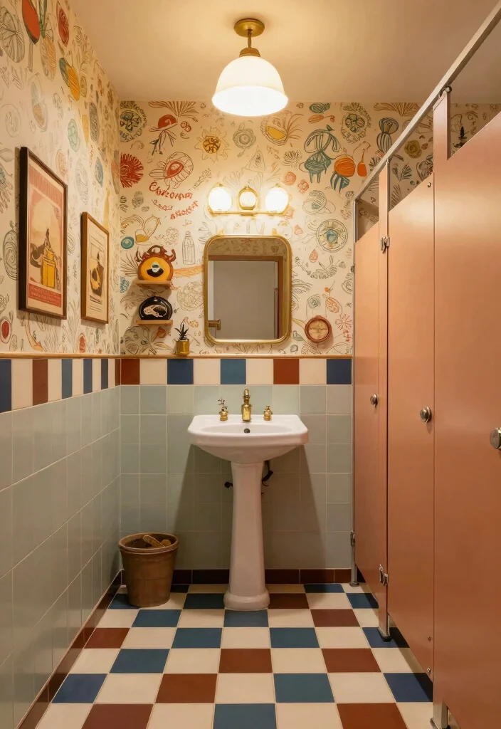 14 Staff Bathroom Ideas That Are Practical And Clean - 6. Retro Vibes 1