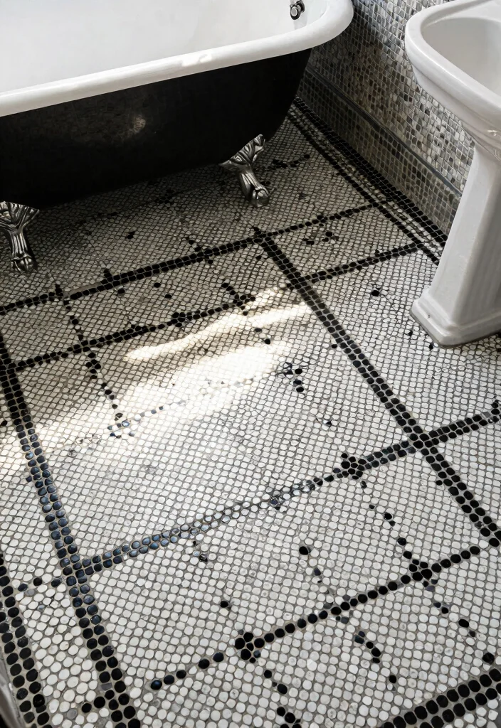 14 Unique Bathroom Tile Ideas That Stand Out - 10. Vintage Penny Tiles 1
