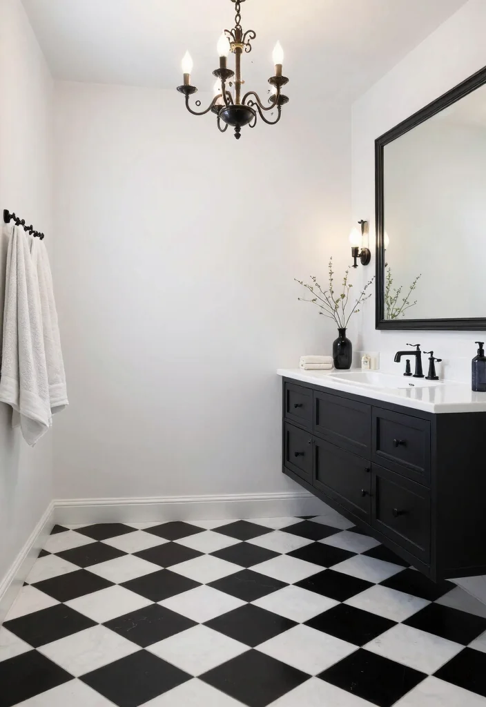 14 Unique Bathroom Tile Ideas That Stand Out - 12. Classic Black and White 1