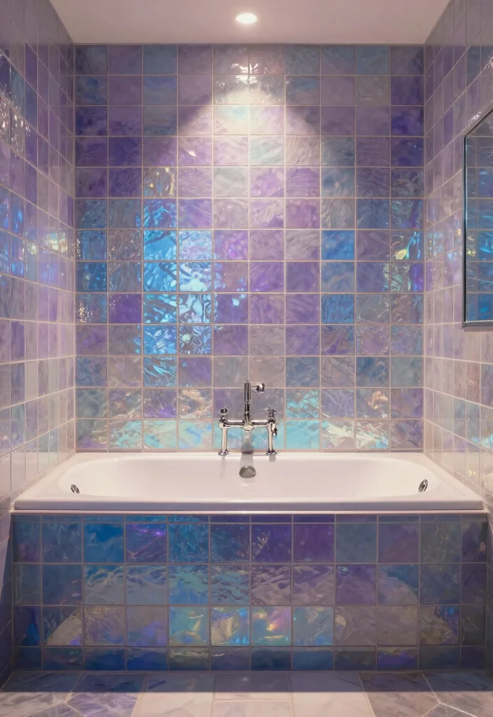 14 Unique Bathroom Tile Ideas That Stand Out - 13. Iridescent Tiles 1