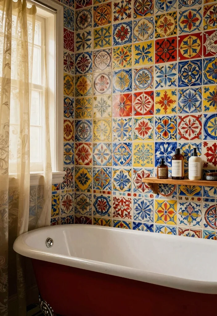 14 Unique Bathroom Tile Ideas That Stand Out - 2. Encaustic Elegance 1