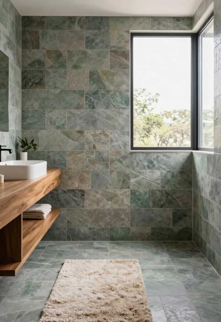 14 Unique Bathroom Tile Ideas That Stand Out - 8. Greenery-Inspired Tiles 1