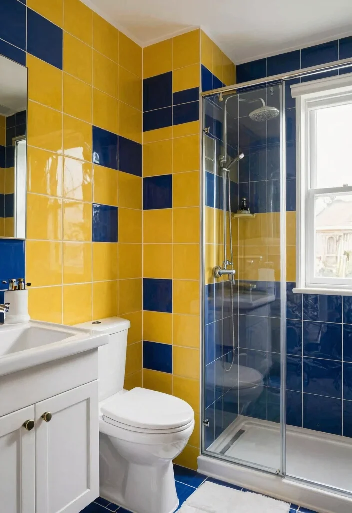 14 Unique Bathroom Tile Ideas That Stand Out - 9. Bold Color Blocks 1
