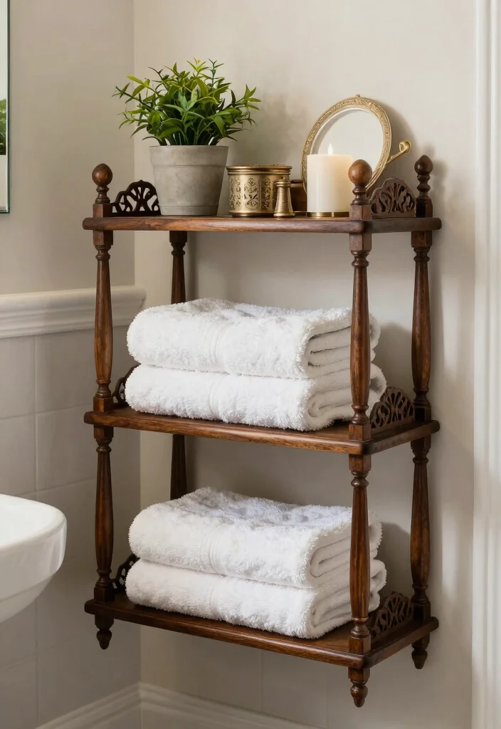 14 Victorian Bathroom Decor Ideas With Classic Elegance - 11. Freestanding Bathroom Shelves: Stylish Storage 1