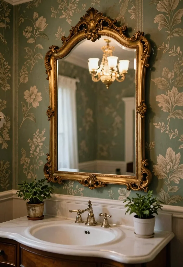 14 Victorian Bathroom Decor Ideas With Classic Elegance - 3. Ornate Mirror Designs: Reflecting Elegance 1