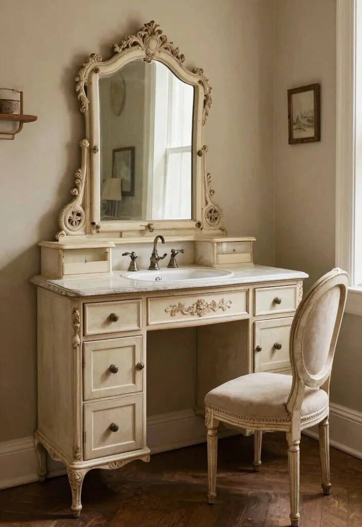 14 Victorian Bathroom Decor Ideas With Classic Elegance - 9. Antique Furniture: Functional and Decorative 1