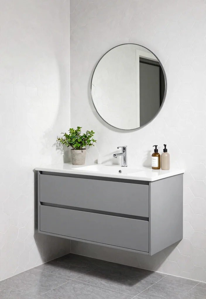 14 White Hexagon Tile Bathroom Ideas With Clean Style - 1. Classic White & Gray Combo 1