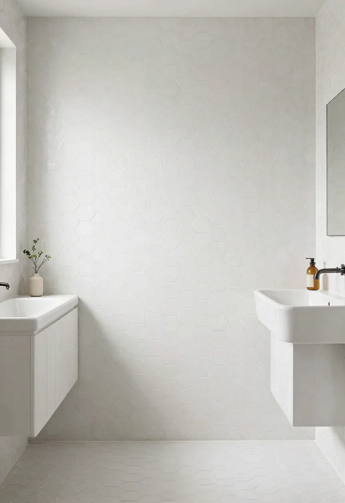 14 White Hexagon Tile Bathroom Ideas With Clean Style - 12. Understated Elegance 1