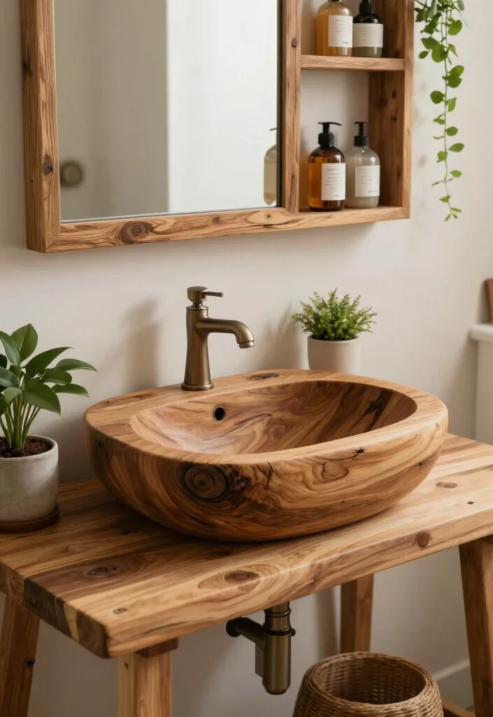 14 Wood Sink Bathroom Ideas With Natural Beauty - 1. Stunning Reclaimed Wood Sink 1