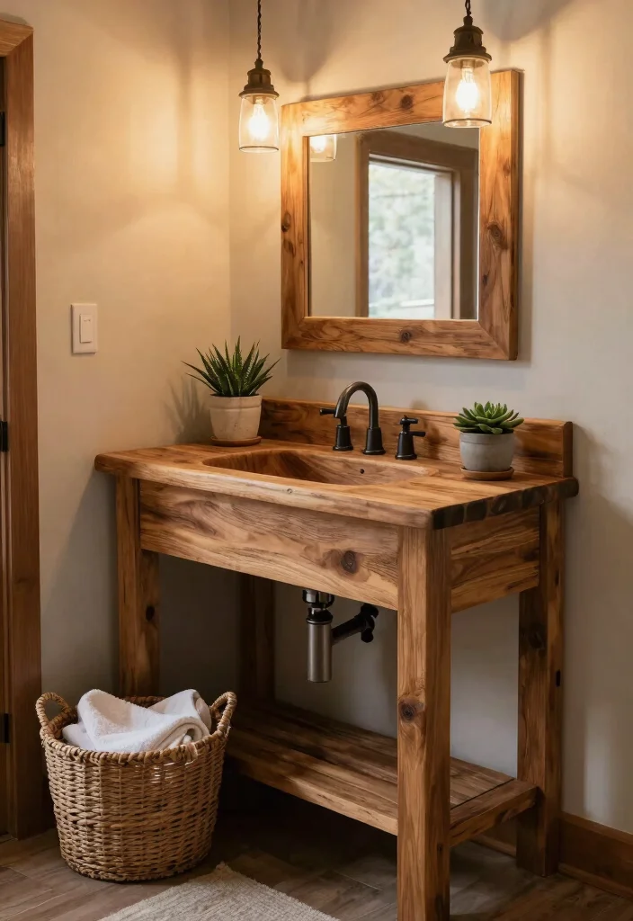 14 Wood Sink Bathroom Ideas With Natural Beauty - 4. Rustic Barnwood Vanity with Sink 1