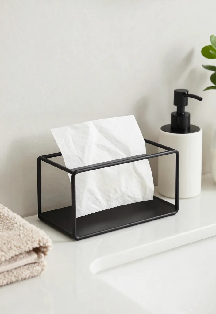 15 Bathroom Tissue Holder Ideas With Style - 2. Sleek Metal Magic 1