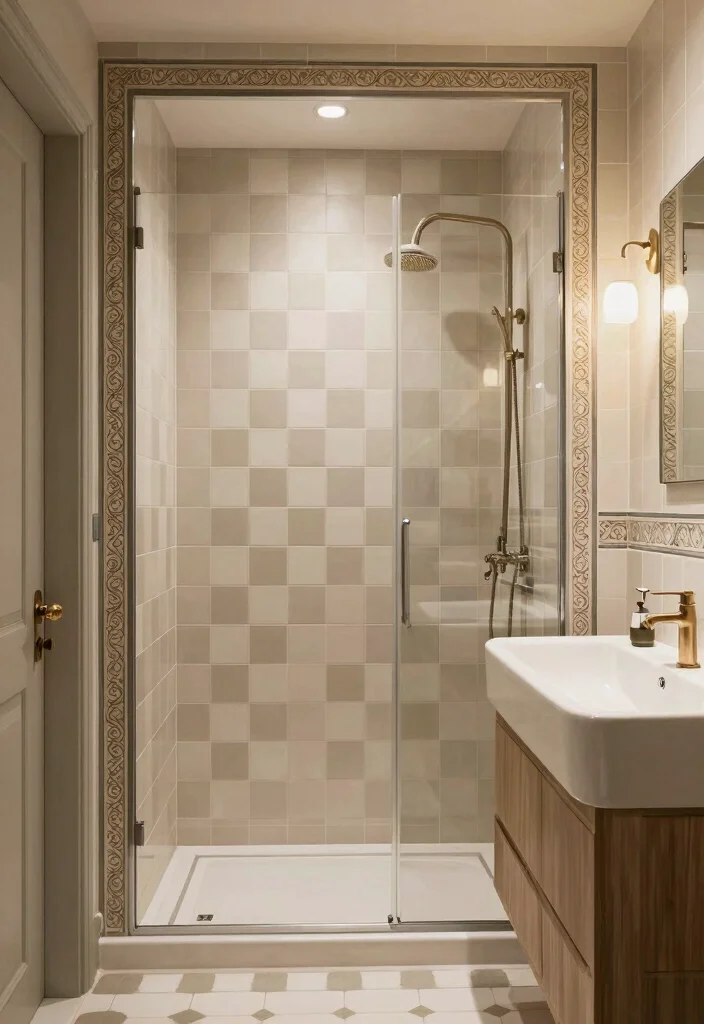 15 Checkered Tile Bathroom Ideas With Vintage Charm - 11. Classic Tile Borders 1
