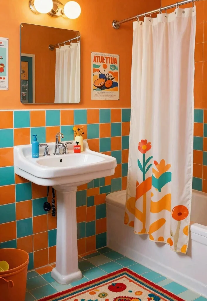 15 Checkered Tile Bathroom Ideas With Vintage Charm - 3. Bold Retro Vibes 1