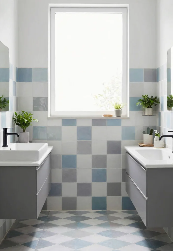 15 Checkered Tile Bathroom Ideas With Vintage Charm - 6. Stylish Geometric Patterns 1