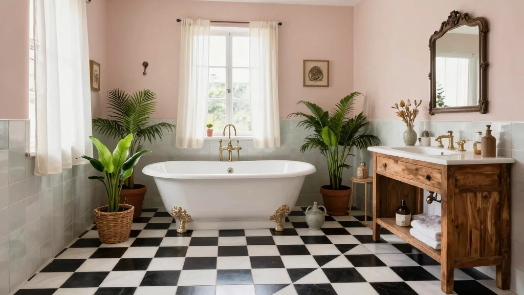 15 Checkered Tile Bathroom Ideas With Vintage Charm