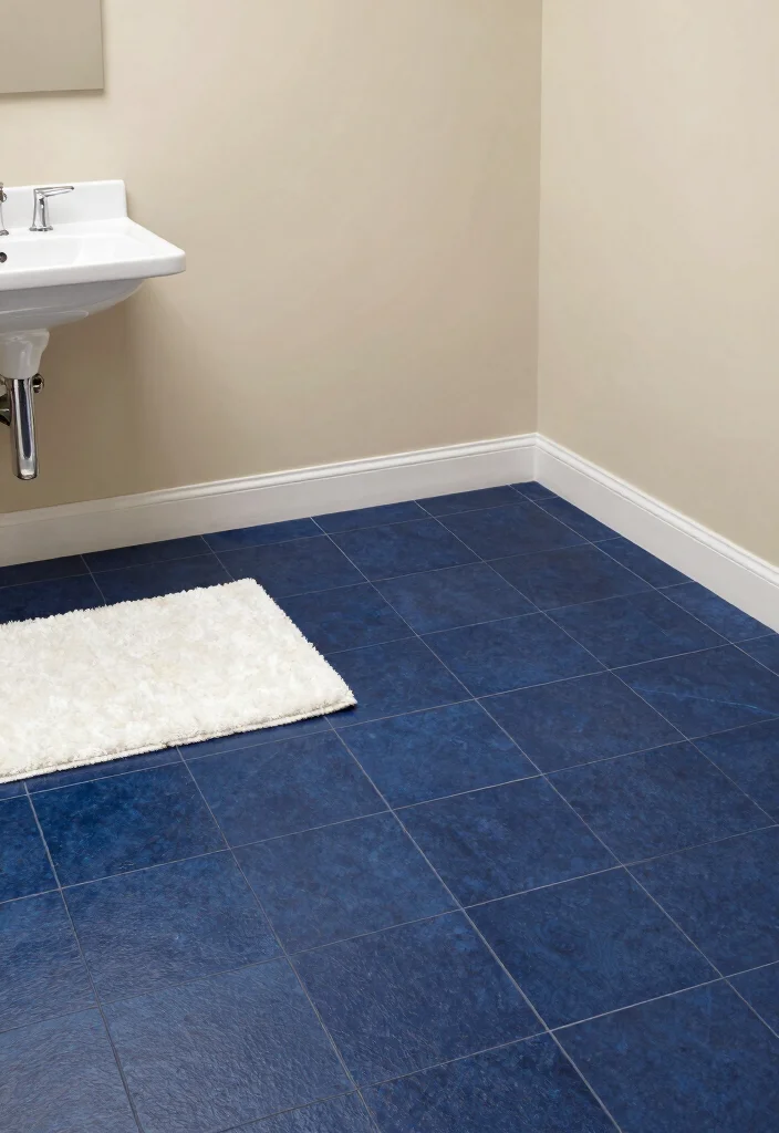 15 Dark Blue Bathroom Tile Ideas With Moody Elegance - 7. Navy Blue Floor Tiles 1
