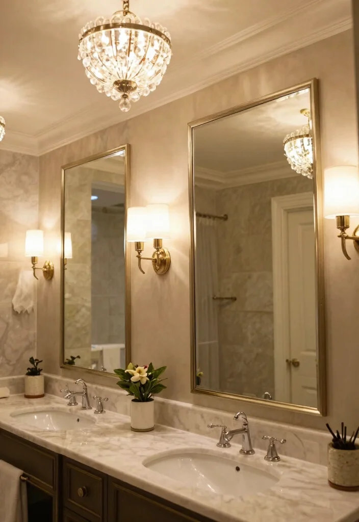 15 His And Hers Bathroom Decor Ideas For Shared Spaces - 7. Elegant Lighting Fixtures 1