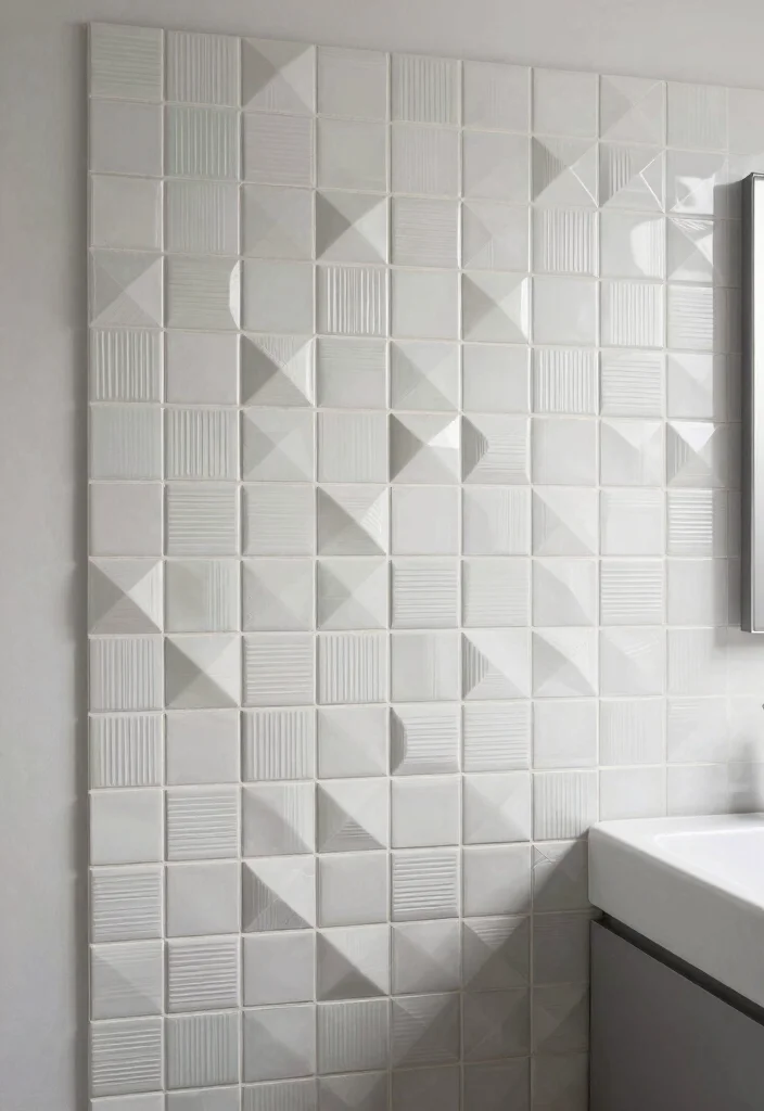 15 Mid Century Modern Bathroom Tile Ideas With Retro Cool - 10. 3D Tiles for a Modern Touch 1