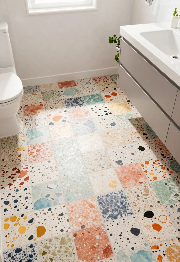 15 Mid Century Modern Bathroom Tile Ideas With Retro Cool - 5. Terrazzo Tiles for a Splash of Fun 1