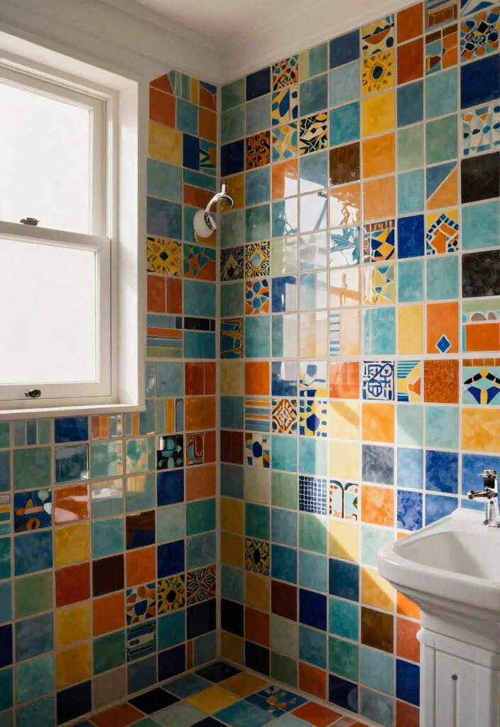 15 Mid Century Modern Bathroom Tile Ideas With Retro Cool - 8. Retro Mosaic Tiles 1