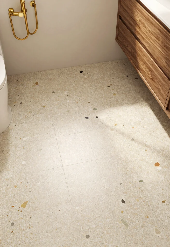 15 Mid Century Modern Bathroom Tile Ideas With Retro Cool - 9. Vintage-inspired Terrazzo 1